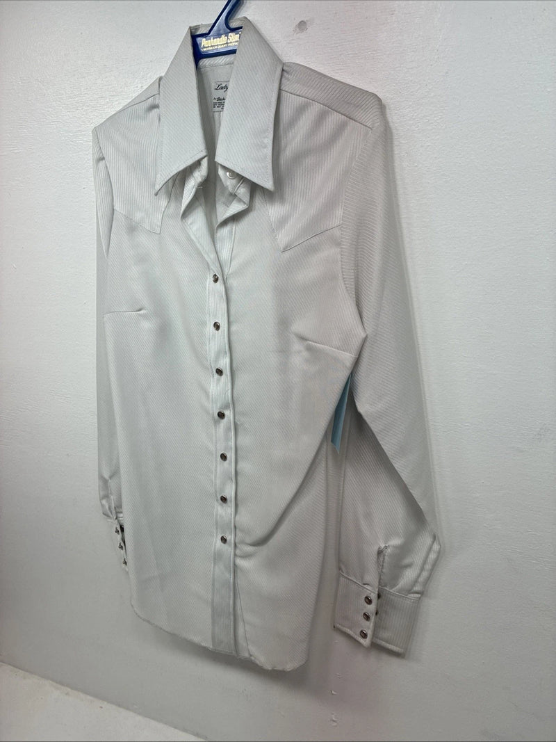New Women’s Panhandle Slim Gray Long Sleeve Pearl Snap Size 30 KK-14