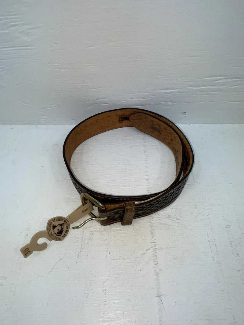 New Brown Genuine Leather Tex Tan Tooled 30” Belt #022335 JJ-147