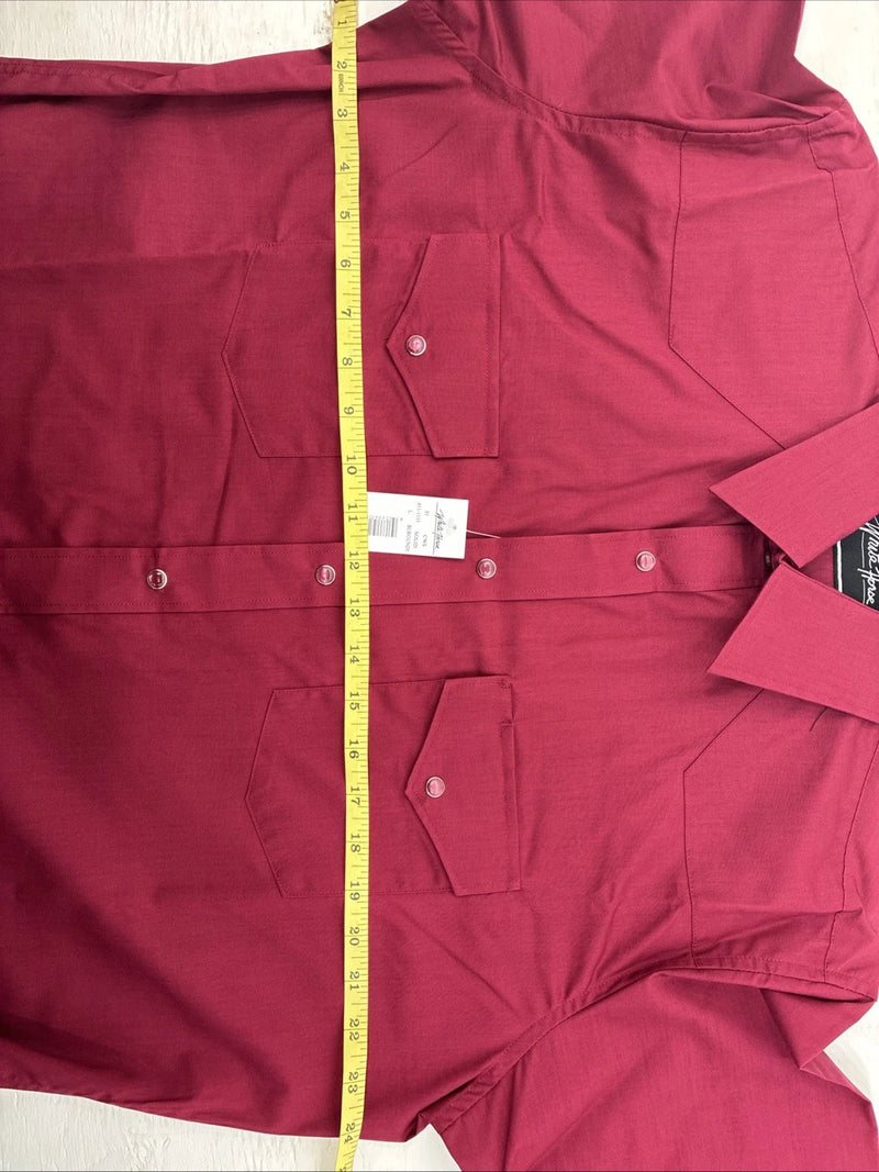 New Men’s White Horse Burgundy Short Sleeve Pearl Snap Large CC-44