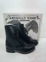 New Men’s Black Lace Up American West Cowboy Boots. 6991 7.5 7 1/2 E W. 1-74