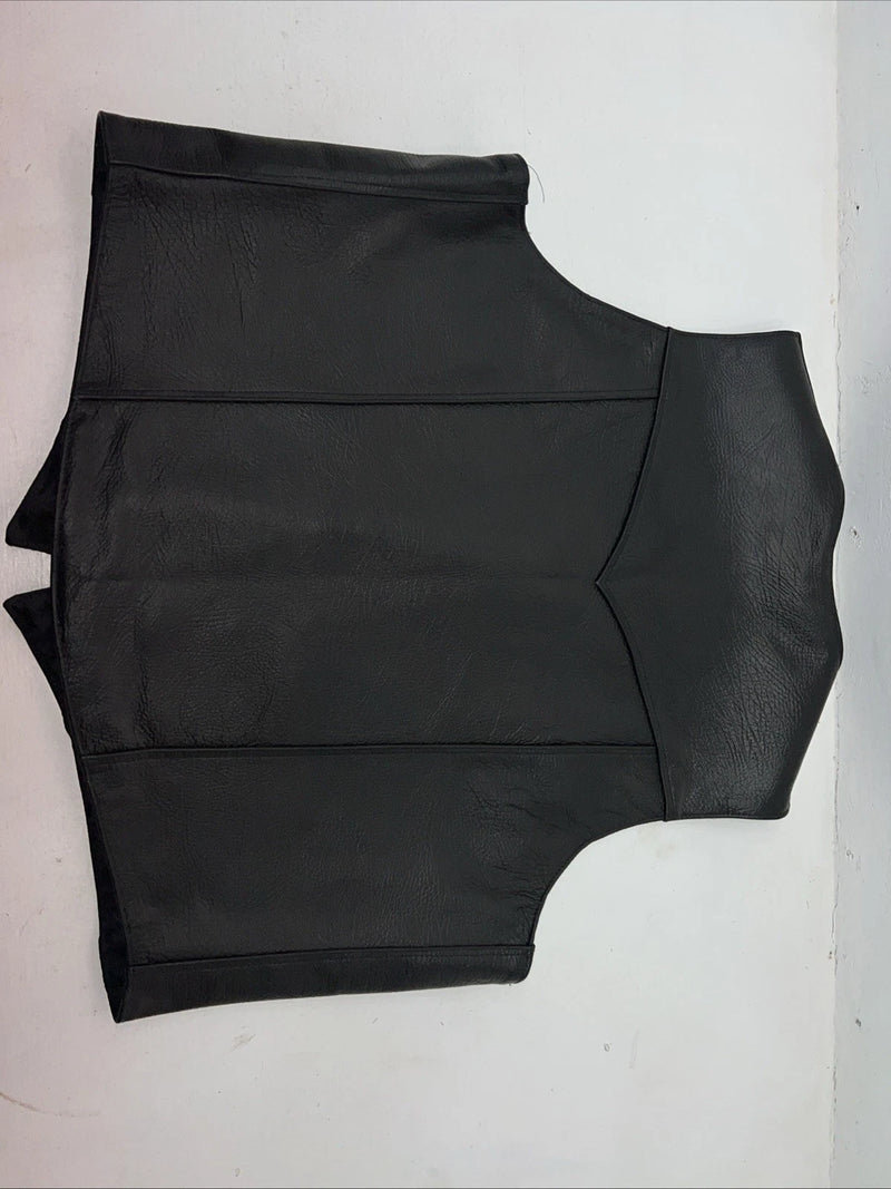 New Men’s Western Express Black Leather Biker Vest 4XL Q-604