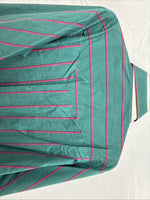 New Men’s ELY Cattleman Green Pink Stripe Long Sleeve Pearl Snap 16.5 Large Q-81