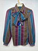 New Women’s Panhandle Slim Multicolor Stripe Long Sleeve Pearl Snap Size 10 MM-8