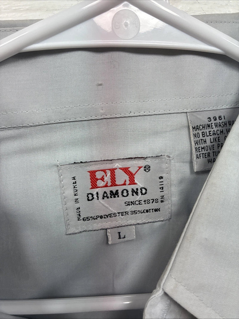 New Men’s ELY Diamond Gray Eagle Design Long Sleeve Pearl Snap Large CC-64