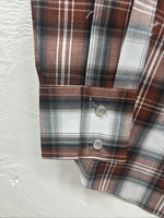 New Kids ELY Cattleman Orange Plaid Long Sleeve Pearl Snap Size 12 DD-37