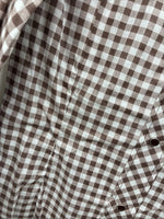 New Women’s Karman Brown Checkered Long Sleeve Pearl Snap Size 30 LL-54
