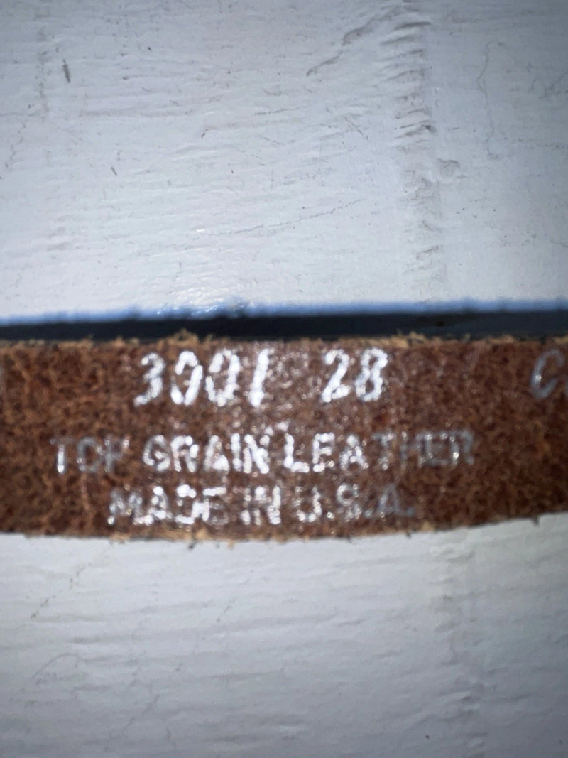 New Brown Genuine Leather Chambers Silver Pendent 28” Belt #3001 JJ-58