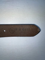 New Brown Genuine Leather 3D Weaved And Silver Pendent 28” Belt #1432 JJ-156