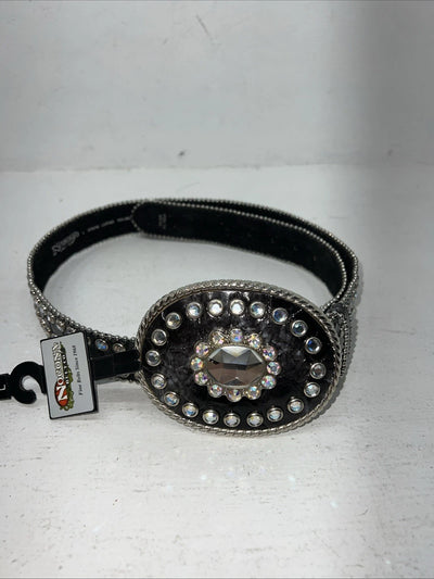 New Black Nocona Genuine Leather Bling Belt Large #N3424601 W-15