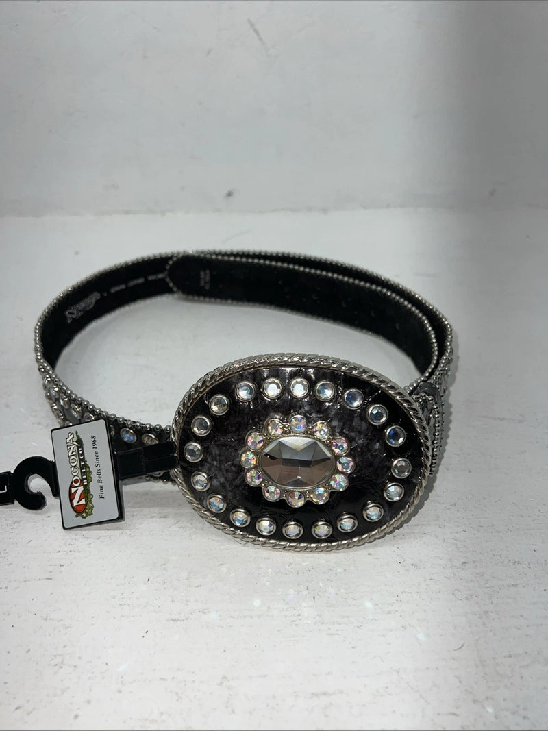 New Black Nocona Genuine Leather Bling Belt Large #N3424601 W-15