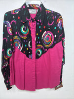 New Women’s Mine & Bills Pink Design long Sleeve Button Up Medium MM-108