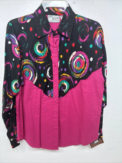 New Women’s Mine & Bills Pink Design long Sleeve Button Up Medium MM-108