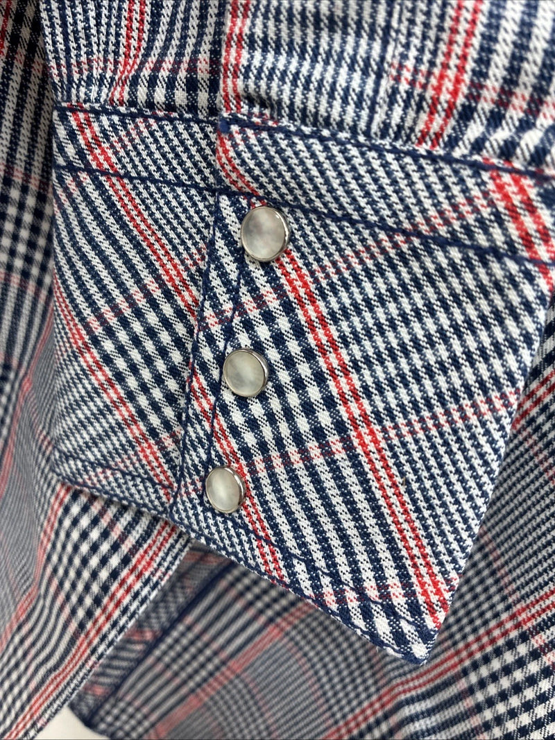 New Men’s Champion Western MultiColor Plaid Long Sleeve Pearl Snap Medium Q-67
