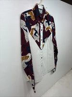 New Women’s Cowboy Threads White Designed Long Sleeve Button Up Medium YY-98