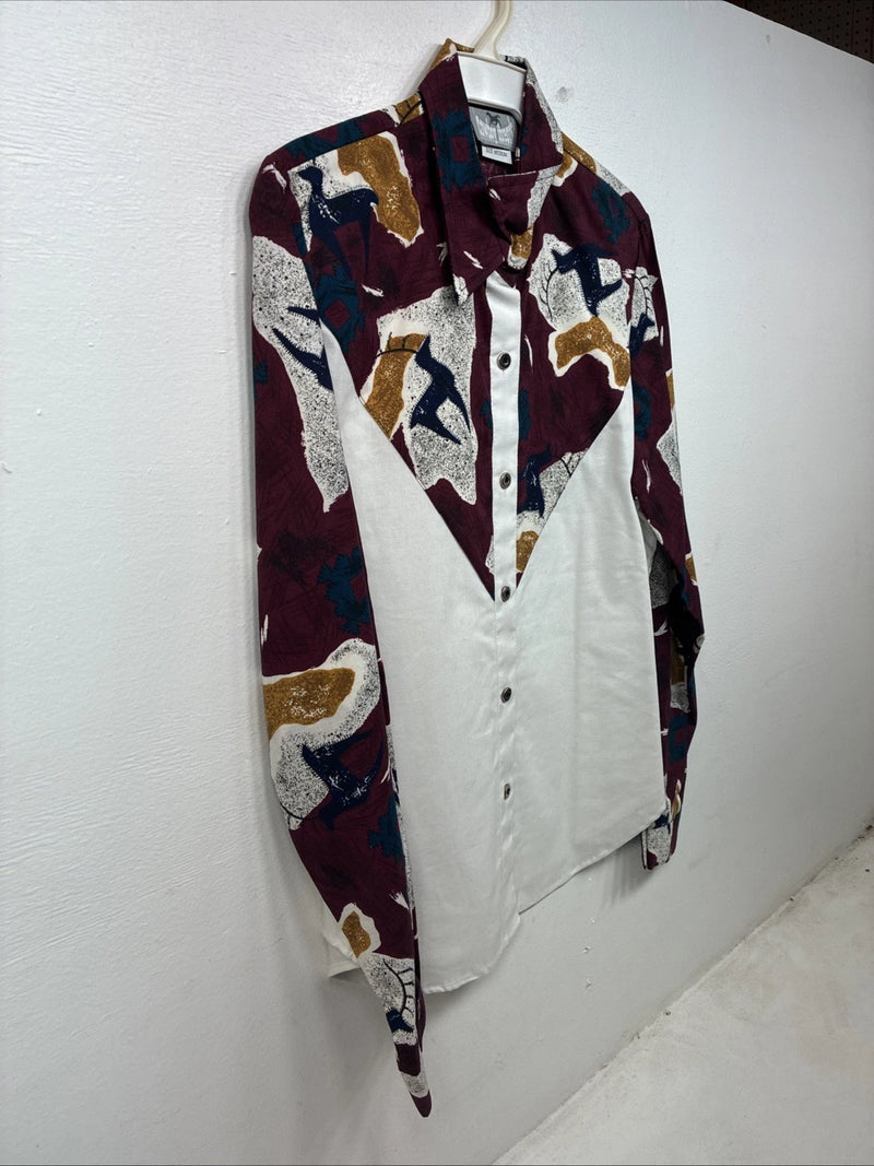 New Women’s Cowboy Threads White Designed Long Sleeve Button Up Medium YY-98