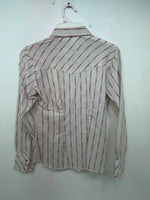 New Women’s White Striped DR Westerns Long Sleeve Button Up Shirt 3B-86