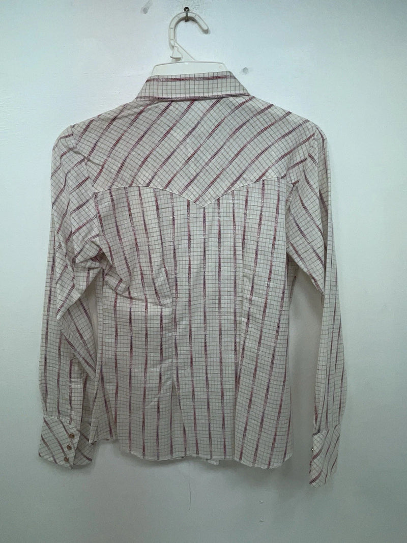 New Women’s White Striped DR Westerns Long Sleeve Button Up Shirt 3B-86