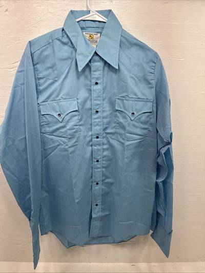 New Men’s Dickson Jenkins Blue Long Sleeve Pearl Snap 16 Large AA-118