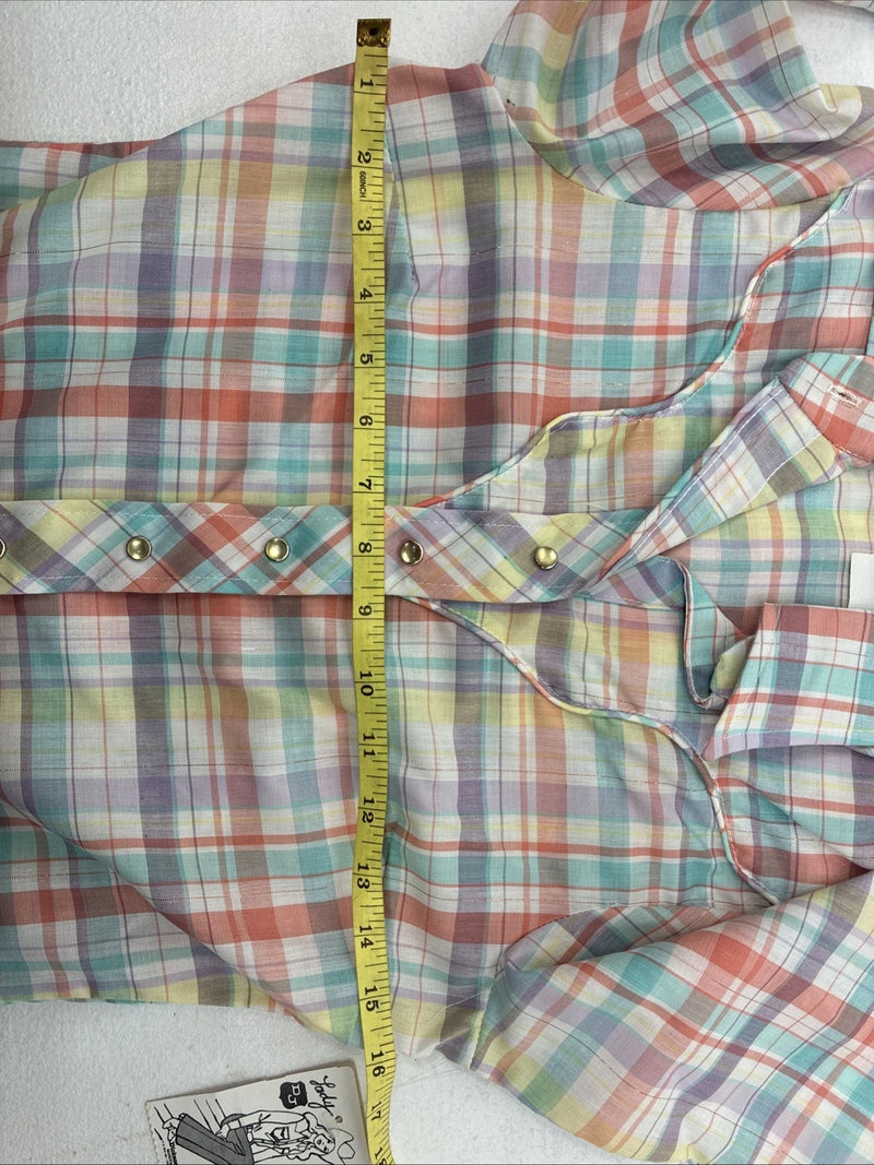 New Girls Dickson Jenkins Pink Plaid Long Sleeve Pearl Snap Size 28 DD-124