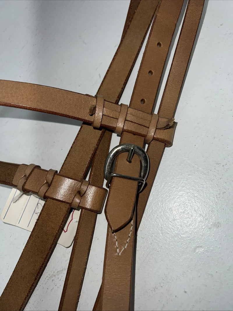 New Star Rider Leather Headstall Rope Nose Band W Bit #6501 U-32