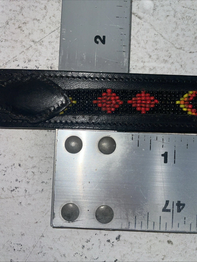 New Black Genuine Leather Chambers Beaded 32” Belt #30175 Z-29