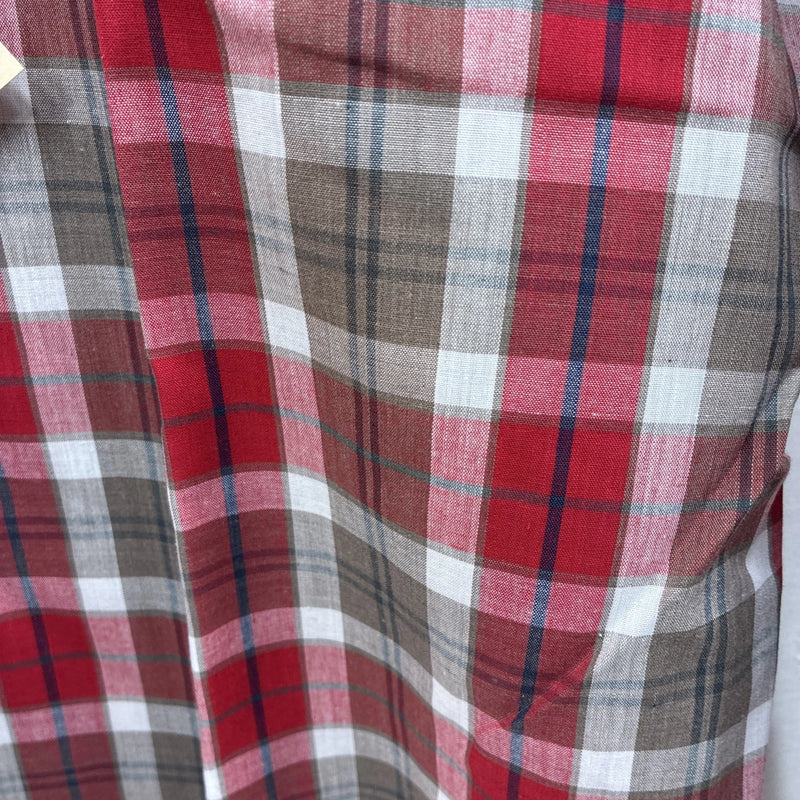 New Men’s ELY Plains Red Plaid Long Sleeve Pearl Snap 16.5 X 34 Large CC-71