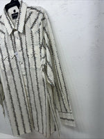 New Men’s White Floral White House Pearl Snap Long Sleeve Shirt. XXL G-67