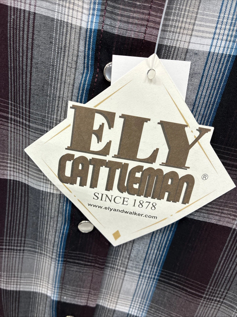 New Men’s ELY Cattleman Multiple Color Flannel Long Sleeve Pearl Snap 4XL E-83