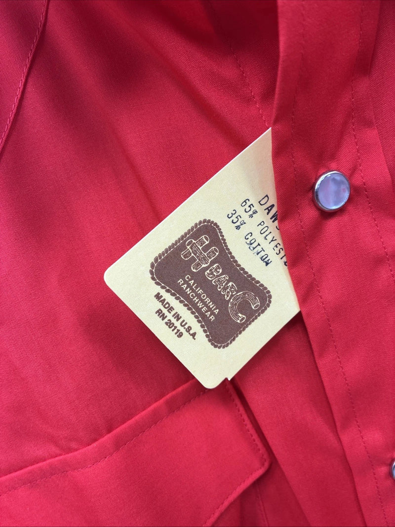 New Men’s H Bar C Simple Red Long Sleeve Pearl Snap 17.5 X 35 XL R-58