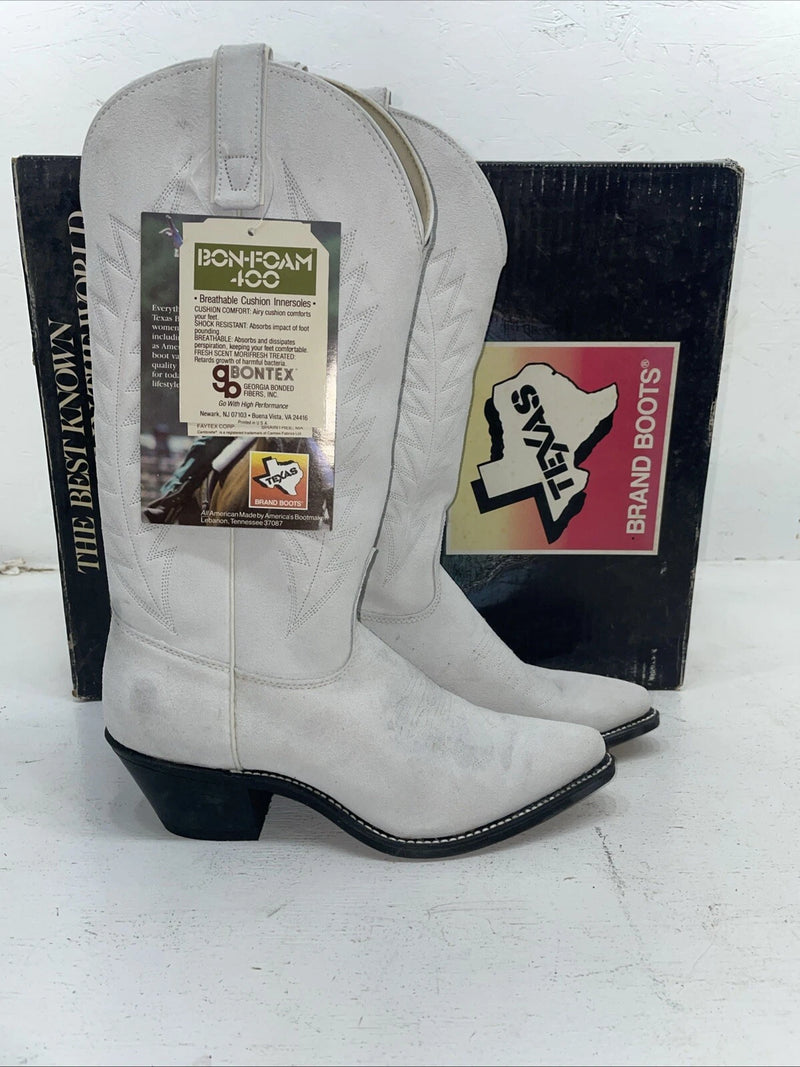 New Women’s White Texas Brand Cowboy Boots. L 198917 7 M. 18-45