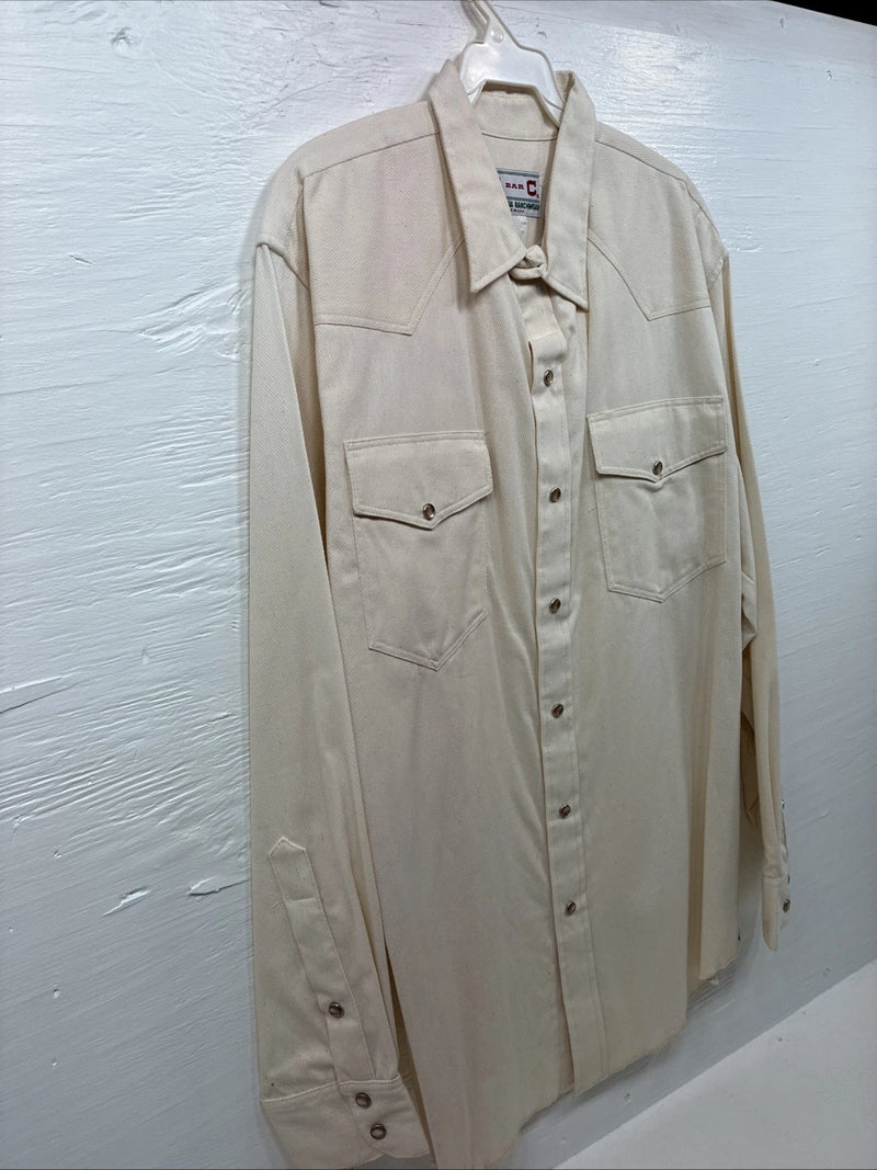 New Men’s H Bar C Yellow Simple Long Sleeve Pearl Snap Medium K-63