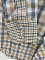 New Men’s Stockman Yellow Grey Plaid Long Sleeve Pearl Snap 14.5 Small X-37