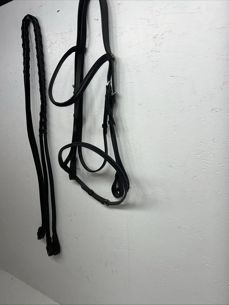 New Silver Fox Black English Snaffle Bridle BB-18 