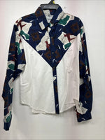 New Men’s Cowboy Threads Blue White Design Long Sleeve Button Up Small DD-101