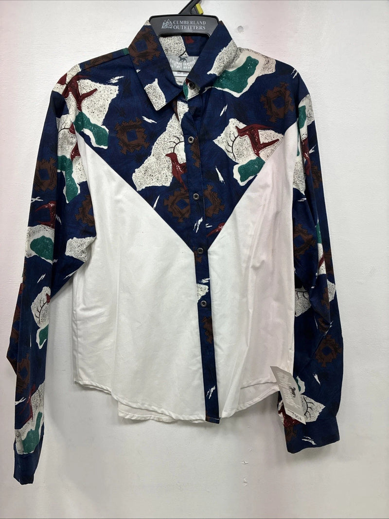 New Men’s Cowboy Threads Blue White Design Long Sleeve Button Up Small DD-101