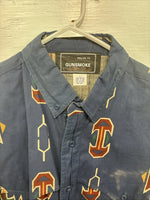 New Men’s GunSmoke Blue Western Design Long Sleeve Button Up Large AA-42