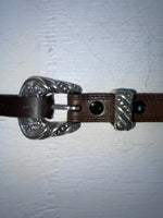 New Brown Genuine Leather Nocona Silver Pendent 30” Belt #3216215 NN-31