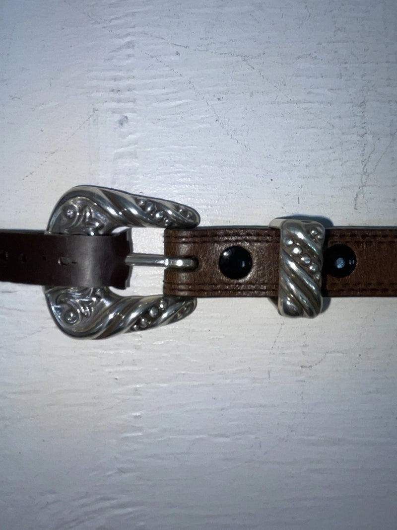 New Brown Genuine Leather Nocona Silver Pendent 30” Belt #3216215 NN-31