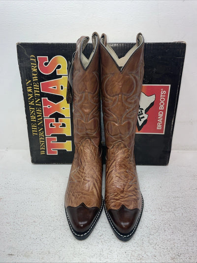 New Men’s Brown Texas Brand Cowboy Boots. 1081 7.5 7 1/2 D. 1-82