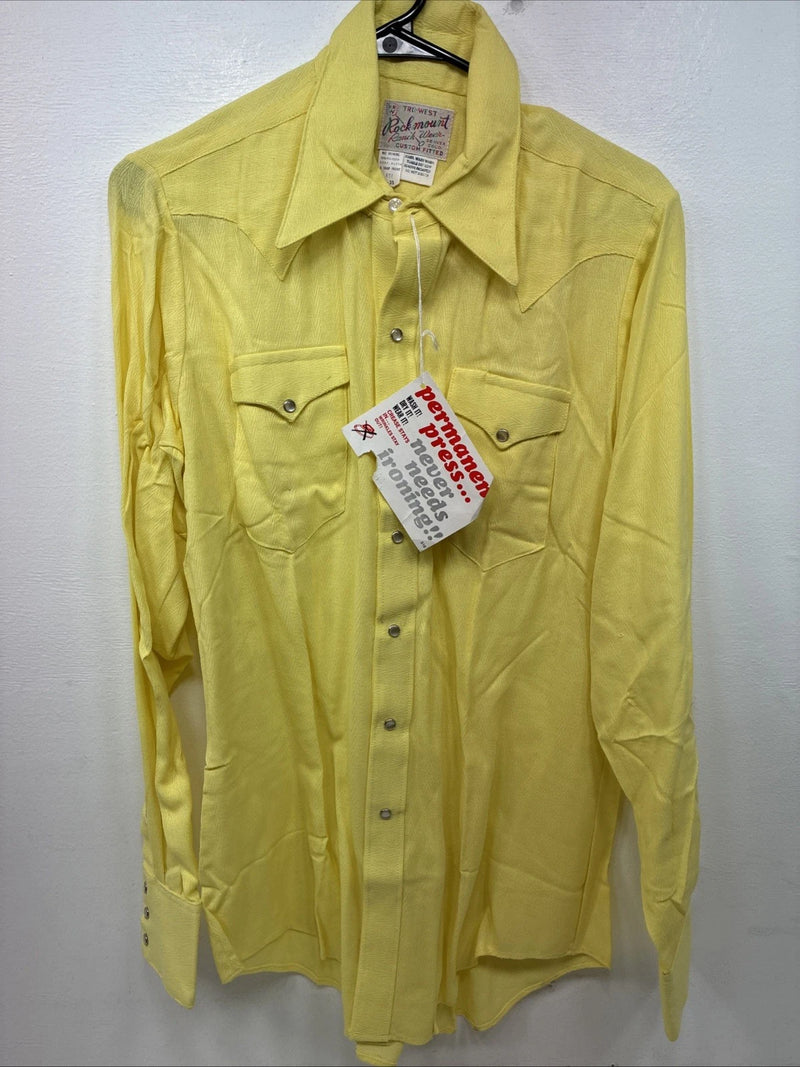 New Women’s Rockmount Yellow Long Sleeve Pearl Snap Size 35 LL-100
