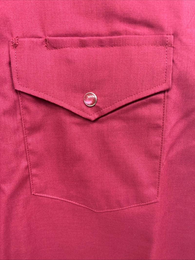 New Men’s White Horse Burgundy Short Sleeve Pearl Snap Large CC-44