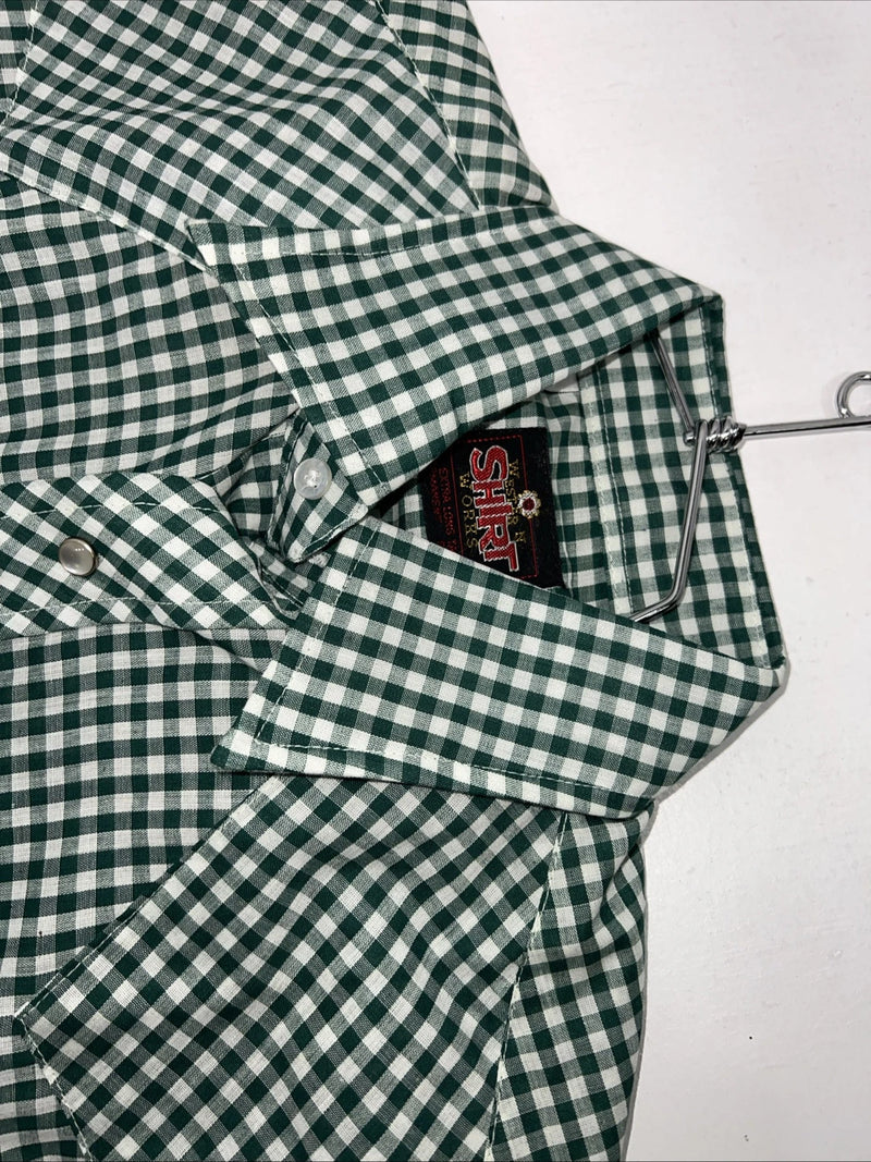 New men’s Western Shirt Works Green Pearl Snap Short Sleeve 14.5 Small A-181