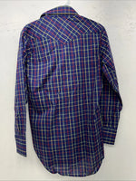 New Men’s Lee Blue Long Sleeve Pearl Snap 14.5 X 33 Small A-188