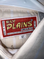 New Women’s Tan Striped ELY Plains Long Sleeve Button Up Shirt 3B-99