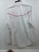 New Men’s ELY Cattleman White Red Rose Design Long Sleeve Pearl Snap Medium K-60