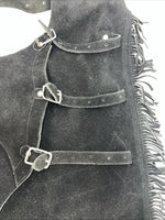 New Black ABetta Show Chaps With Fringe Adjustable Waist XL 46” L-33