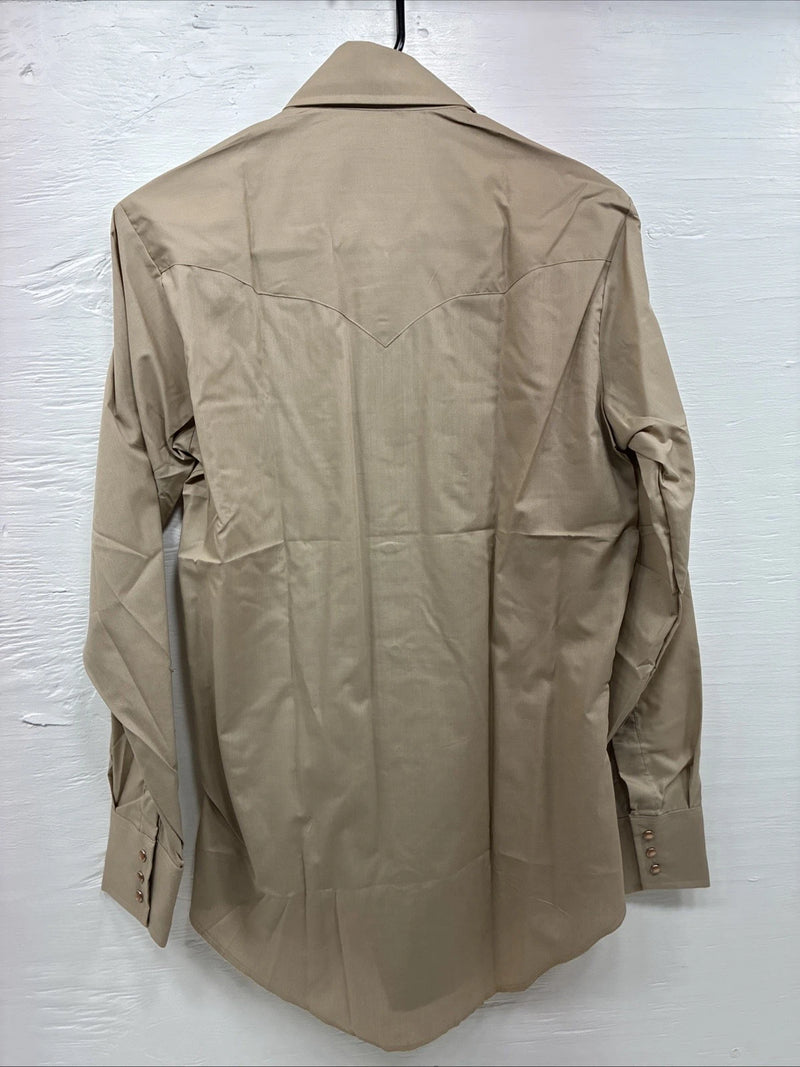 New Men’s Champion Western Brown Designed Long Sleeve Pearl Snap Medium J-78