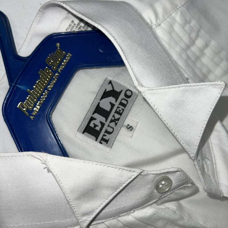 New Men’s ELY tuxedo White Long Sleeve Pearl Snap Small B-48