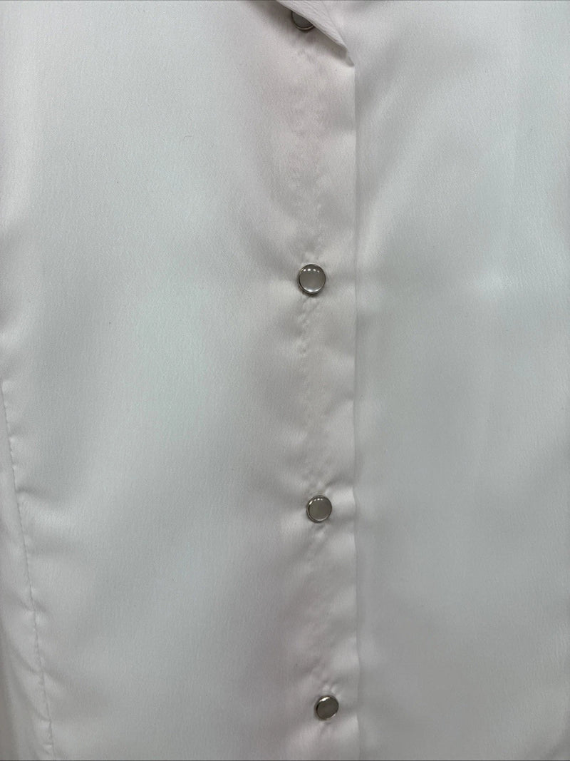 New Women’s Prior White Long Sleeve Pearl Snap English Shirt 38 KK-64