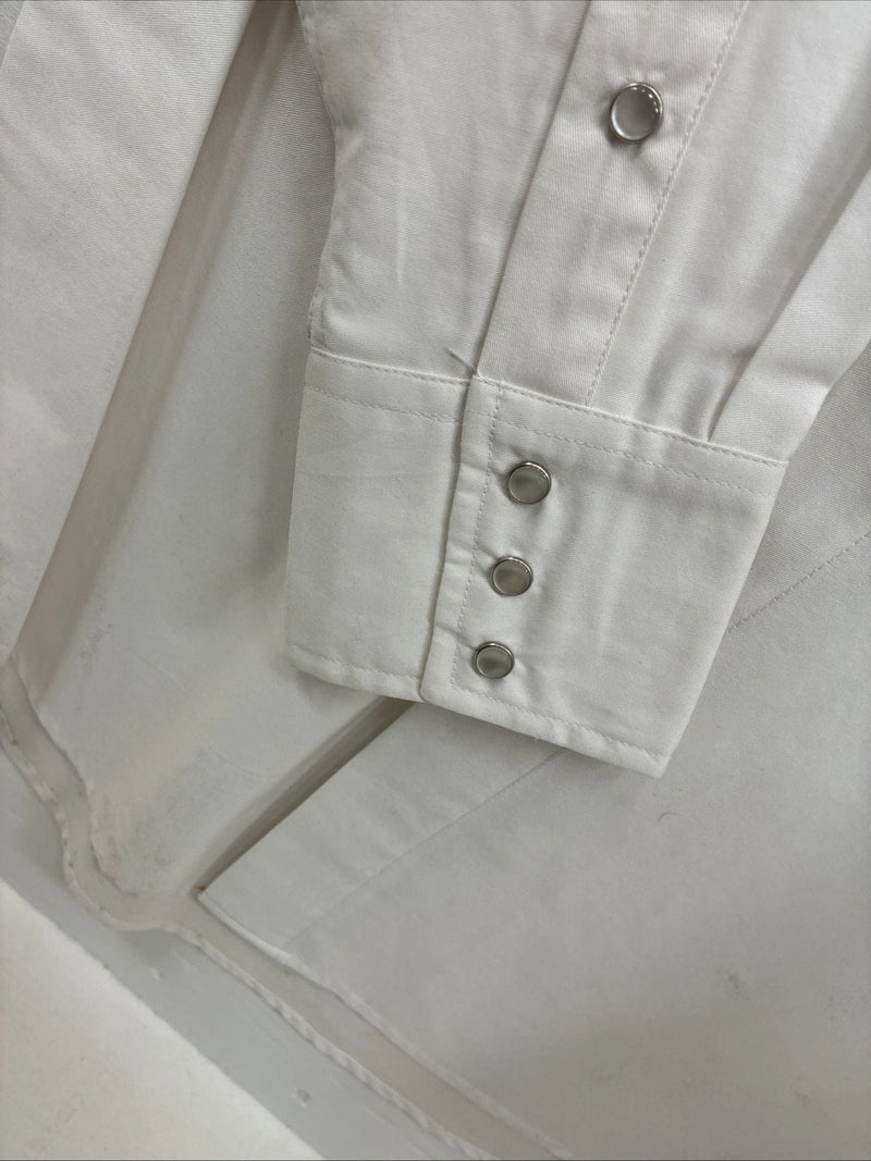 New Men’s Cumberland White Black Purple Long Sleeve Pearl Snap Medium K-26